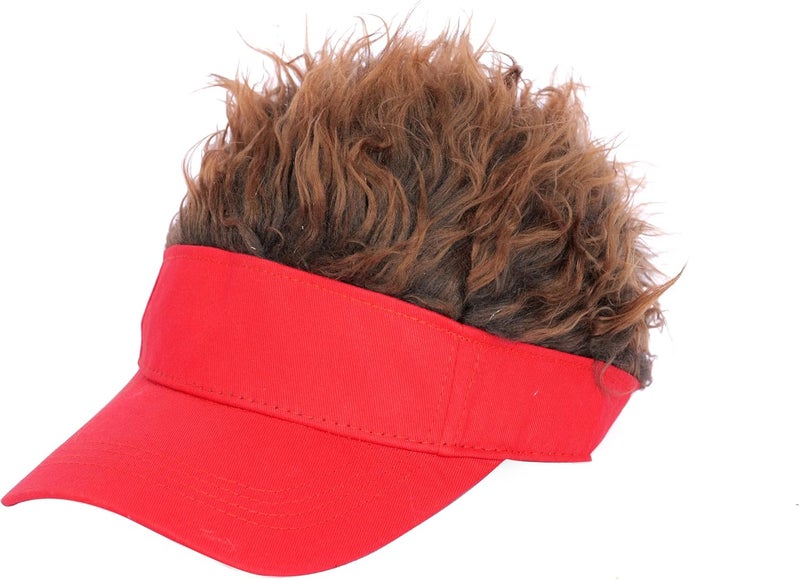NNBDBVDHS Mens Visor with Hair Fake Hat with Hair for Men Funny Golf Hats Wig Hat Spiked Adjustable Baseball Cap - Image 1
